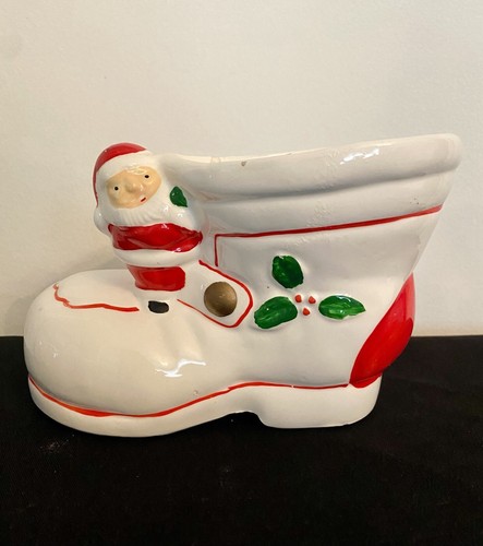 Vintage santa boot ceramic - santa,