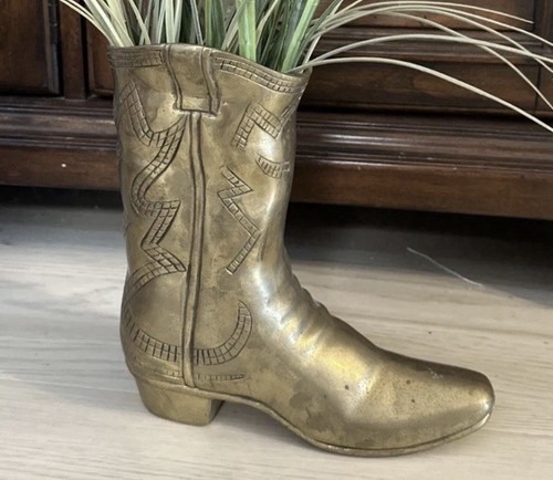 Vintage brass cowboy - cowboy, boot