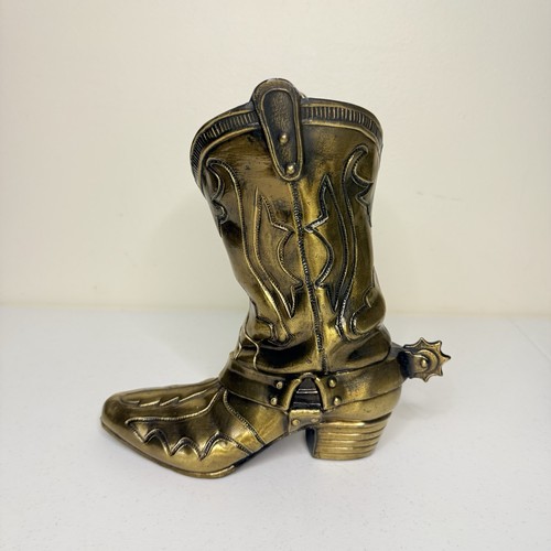 Vintage brass cowboy boot - brass,