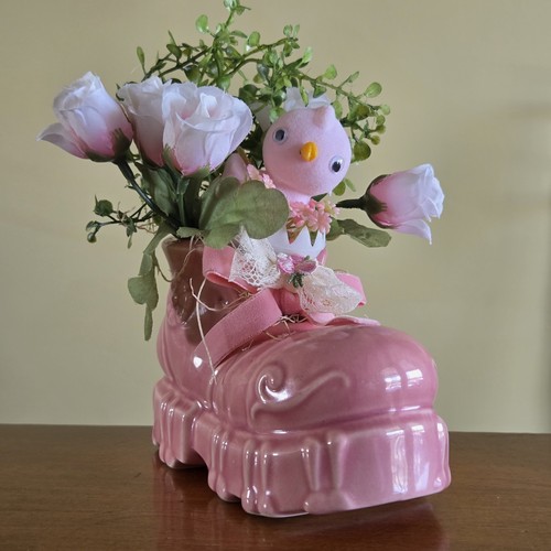 Vtg mccoy pink ceramic boot - vtg,