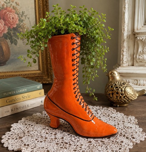 Vintage orange ceramic lace - vintage,