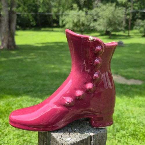 Vintage red victorian shoe - vintage,