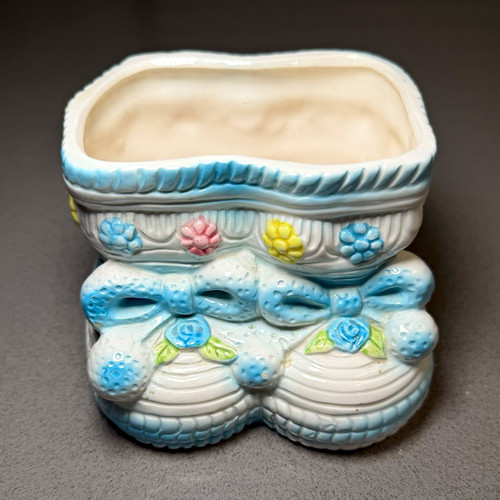 Ceramic floral boot planter - ceramic,