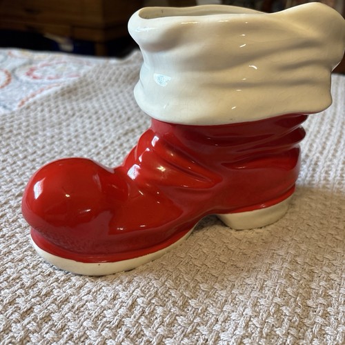 Vintage ceramic santa boot - santa,
